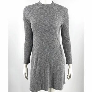 Madewell Cityblock Mockneck Dress Gray Ribbed Long Sleeve Stretch size L